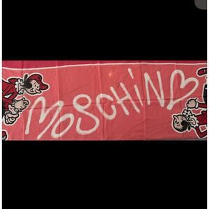 MOSCHINO RARE Olive Oil Theme Silk Luxury Scarf Red 20 X 64” NWOT Vintage